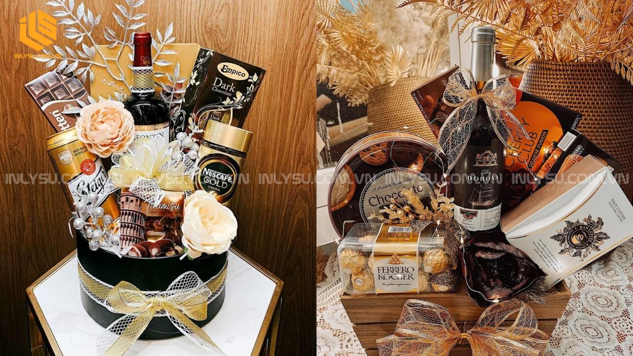 Trang trí giỏ quà theo tone màu chủ đạo
