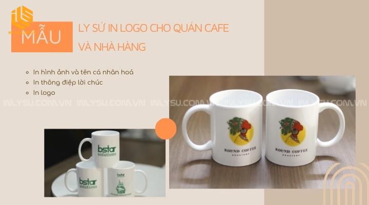 Ly sứ in logo quán cafe và nhà hàng đa dạng mẫu mã in hình và thông điệp
